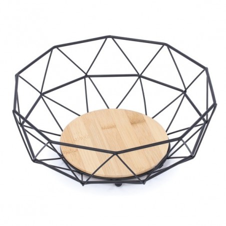 Cesta de frutas Diseño industrial Madera y acero ELIE Negro mate MSV