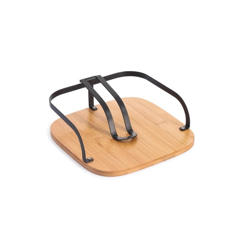 Toallero de mesa con barra de sujeción Diseño industrial Bambú y Acero ELIE Negro mate MSV