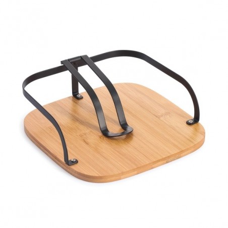 Toallero de mesa con barra de sujeción Diseño industrial Bambú y Acero ELIE Negro mate MSV