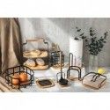 Toallero de mesa con barra de sujeción Diseño industrial Bambú y Acero ELIE Negro mate MSV