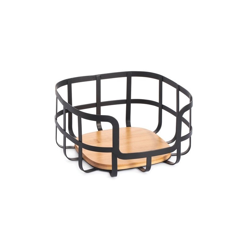 MSV Obstkorb Industriedesign Bamboo & Steel ELIE Mattschwarz