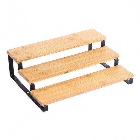 Etagère à  épices 3 niveaux Design industriel Bambou & Acier ELIE Noir mat MSV