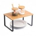 Estante de soporte de cocina independiente Diseño industrial Bambú y Acero ELIE Negro mate MSV