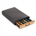 Tiroir de rangement pour capsules Nespresso Design industriel Bambou & Acier ELIE Noir mat MSV