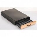Tiroir de rangement pour capsules Nespresso Design industriel Bambou & Acier ELIE Noir mat MSV