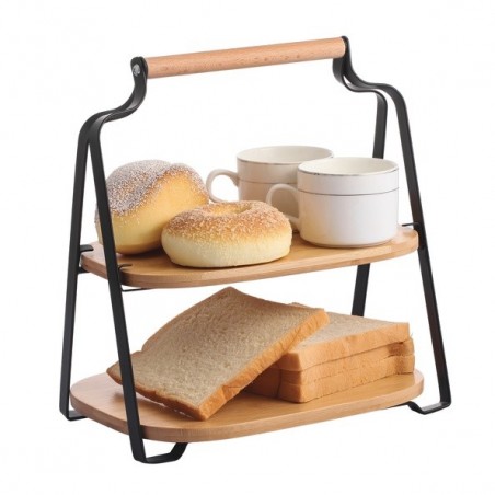 Etagère de cuisine à  poser Design industriel Bambou & Acier ELIE Noir mat MSV