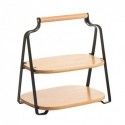 Etagère de cuisine à  poser Design industriel Bambou & Acier ELIE Noir mat MSV