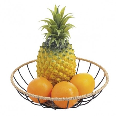 Cesta de frutas de diseño industrial Cuerda de acero y papel WAPI Negro mate MSV