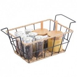 Panier de rangement Acier & corde en papier S WAPI Noir mat MSV
