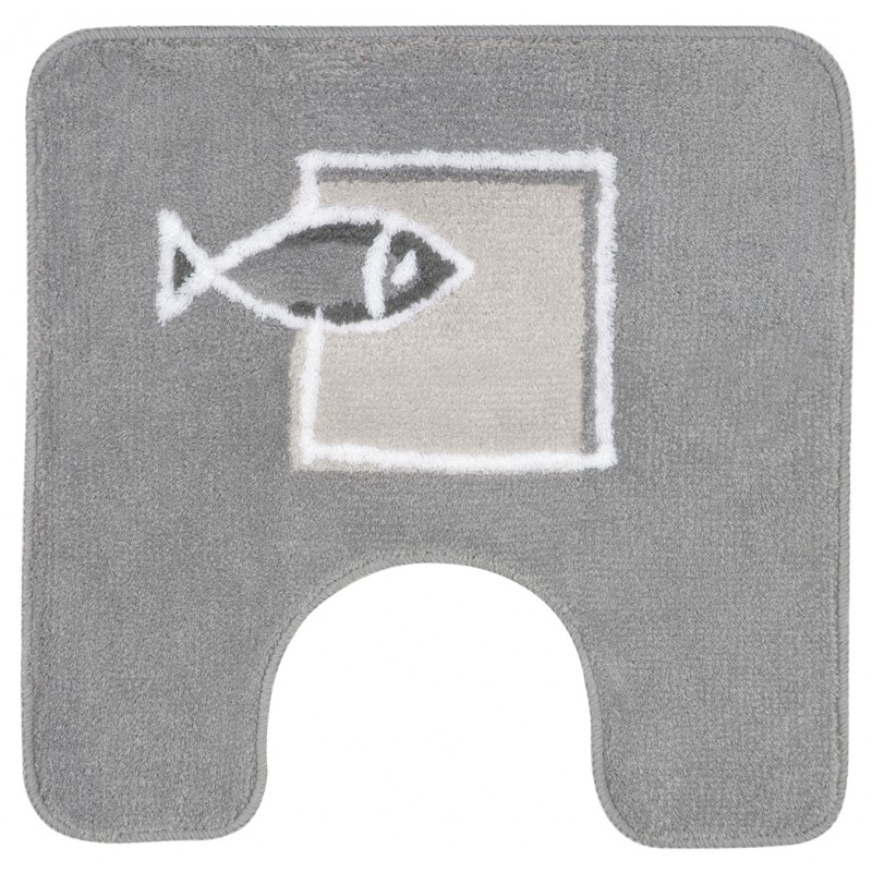 Alfombra de baño de poliéster ANDROS 50x50cm estampado de peces Gris Spirella