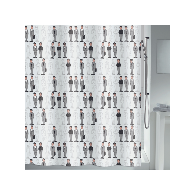 Tenda da doccia in poliestere 180x200cm QUALITÀ PREMIUM JEAN PIERRE Grigio e bianco MSV