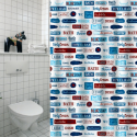Polyester Shower curtain LABELS 180x200cm PREMIUM QUALITY Multicolor MSV