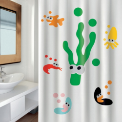 MSV Duschvorhang Polyester SEA LIFE 180x200cm PREMIUM QUALITÄT Mehrfarbig