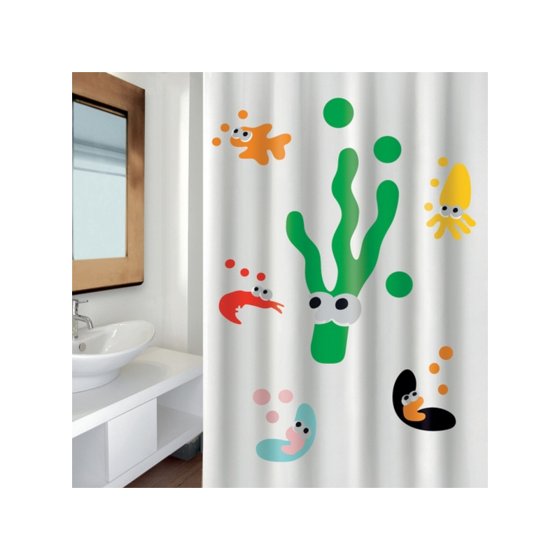 Cortina de ducha Poliéster SEA LIFE 180x200cm CALIDAD PREMIUM Multicolor MSV