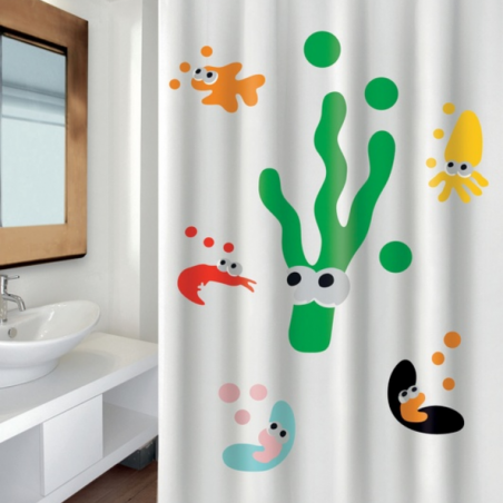 Polyester Shower curtain SEA LIFE 180x200cm PREMIUM QUALITY Multicolor MSV