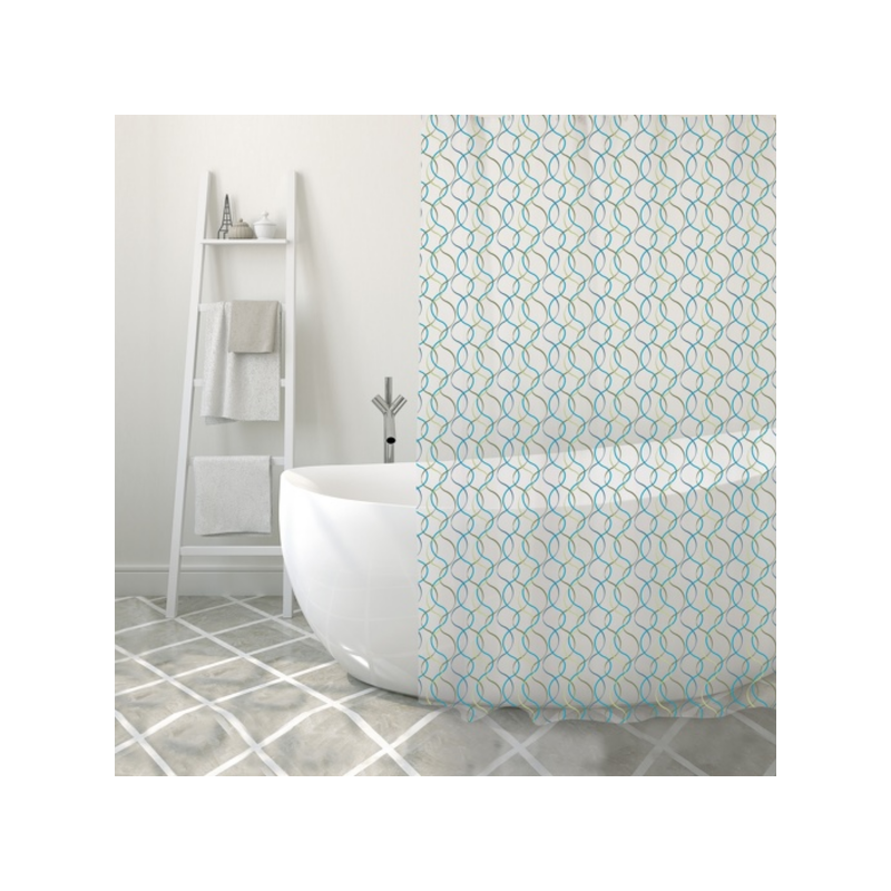 Cortina de ducha de PVC ALGAE 180x200cm Verde y Azul MSV