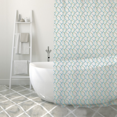 Cortina de ducha de PVC ALGAE 180x200cm Verde y Azul MSV