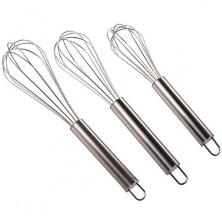 Set of 3 MSV stainless steel kitchen whisks