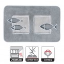 Polyester bath mat ANDROS 55x85cm fish pattern Gray Spirella