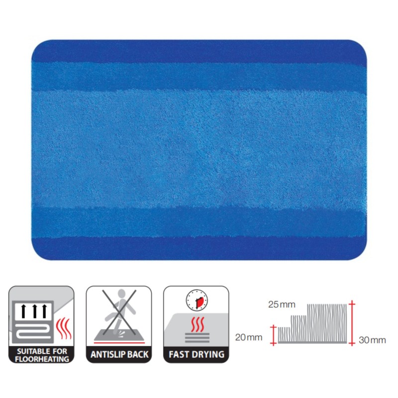 Alfombra de baño de poliéster BALANCE 60x90cm Azul Spirella