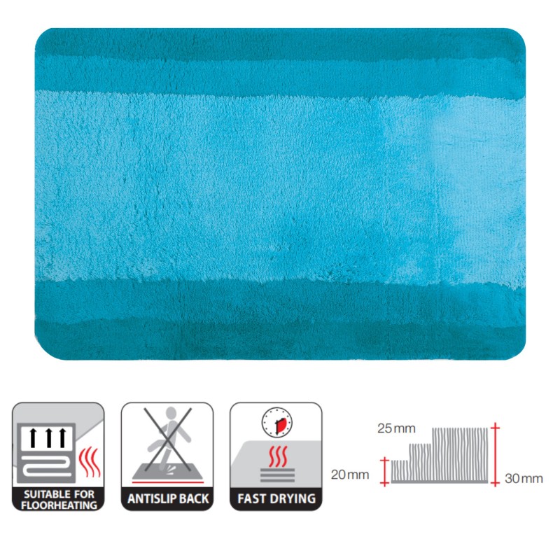 Tapis de bain Polyester BALANCE 55x65cm Bleu Turquoise Spirella