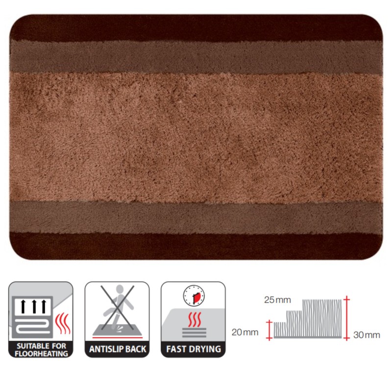 Tapis de bain Polyester BALANCE 55x65cm Marron Spirella