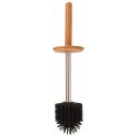 Toilet brush with steel & bamboo holder ADONIS Matt Dark Gray - Resistant silicone bristles Spirella