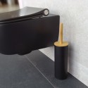 Escobillero con soporte de acero y bambú ADONIS Gris Negro mate - Cerdas resistentes de silicona Spirella