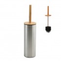 Brosse Wc avec support Acier Inox & Bambou ADONIS Brossé - Poils résistants en silicone Spirella