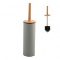 Brosse wc avec support Acier & Bambou ADONIS Taupe mat - Poils résistants en silicone Spirella