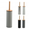 Toilet brush with steel & bamboo holder ADONIS Matte taupe - Resistant silicone bristles Spirella