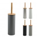 Brosse wc avec support Acier & Bambou ADONIS Gris Foncé mat - Poils résistants en silicone Spirella