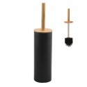 Brosse wc avec support Acier & Bambou ADONIS Gris Noir mat - Poils résistants en silicone Spirella