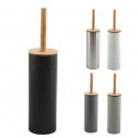 Escobillero con soporte de acero y bambú ADONIS Gris Negro mate - Cerdas resistentes de silicona Spirella