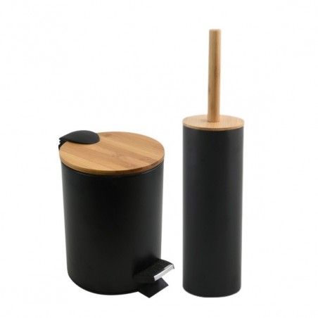 Set Poubelle à  pédale 3L & Brosse Wc ADONIS Noir Spirella