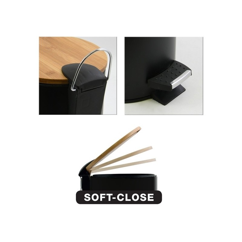 Set Poubelle à  pédale 3L & Brosse Wc ADONIS Noir Spirella