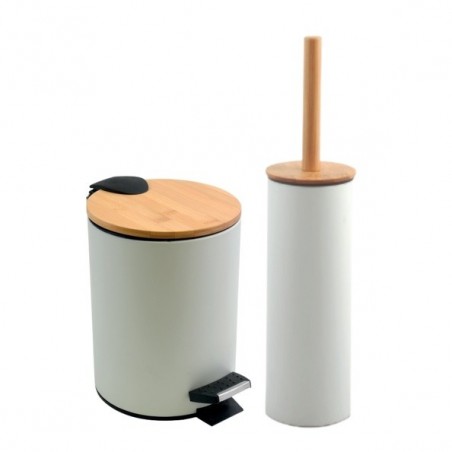 Set Poubelle à  pédale 3L & Brosse Wc ADONIS Blanc Mat Spirella