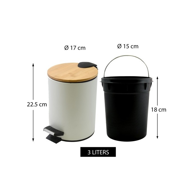 Set Poubelle à  pédale 3L & Brosse Wc ADONIS Blanc Mat Spirella