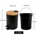 Set Papelera con Pedal 5L y Escobilla ADONIS Negro Spirella