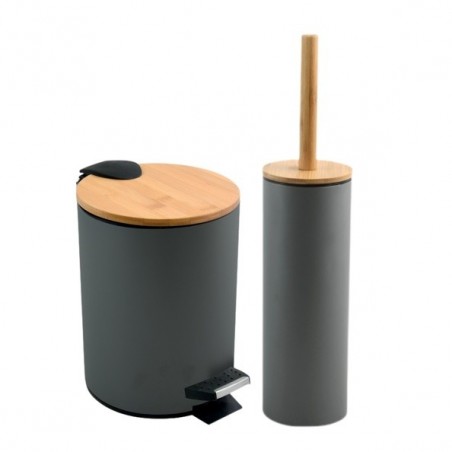 Set Poubelle à  pédale 5L & Brosse Wc ADONIS Gris Spirella