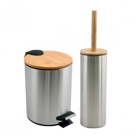 Set Poubelle à  pédale 3L & Brosse Wc ADONIS Acier Brossé Spirella