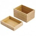 Boite Organisateur polyvalent 2 compartiments empilables Bambou ISALYS Beige MSV
