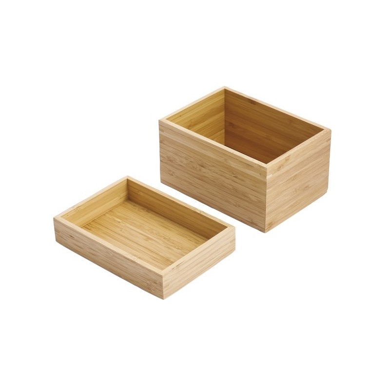 Boite Organisateur polyvalent 2 compartiments empilables Bambou ISALYS Beige MSV