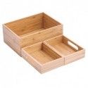 Scatola organizer multiuso 3 scomparti impilabili Bamboo ISALYS Beige MSV