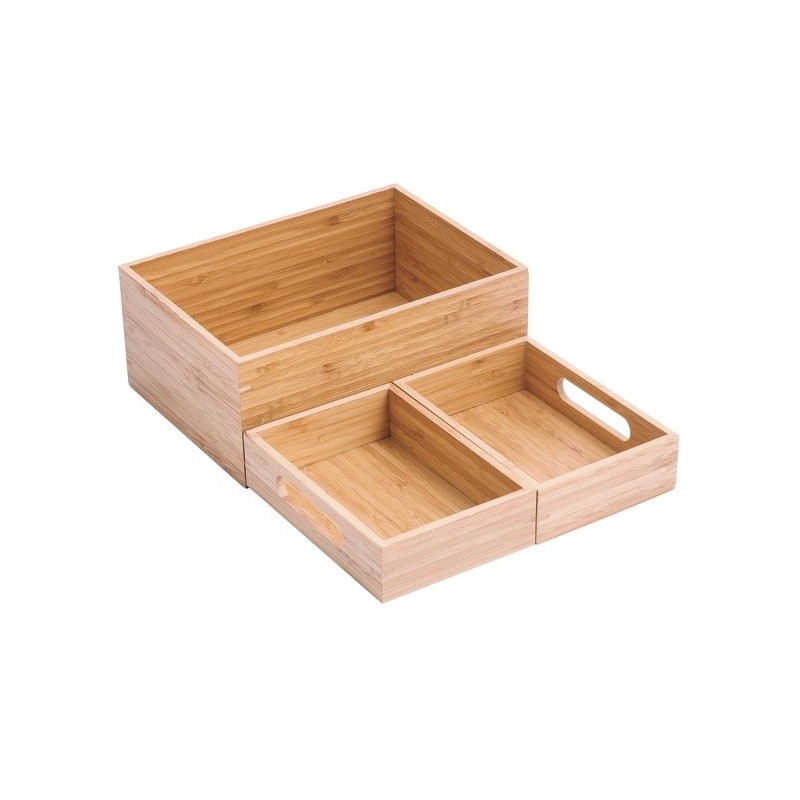Scatola organizer multiuso 3 scomparti impilabili Bamboo ISALYS Beige MSV