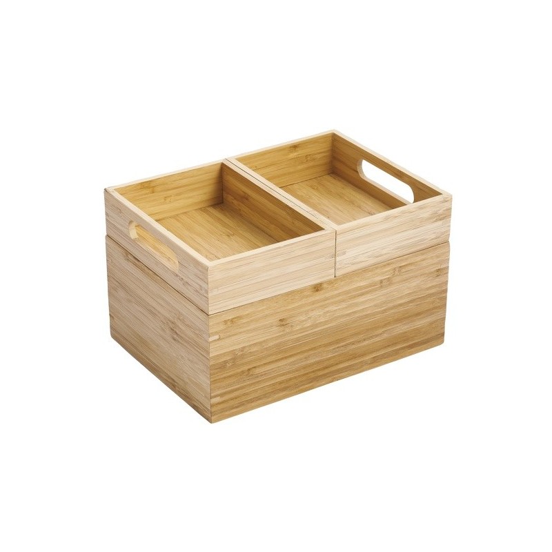 Scatola organizer multiuso 3 scomparti impilabili Bamboo ISALYS Beige MSV