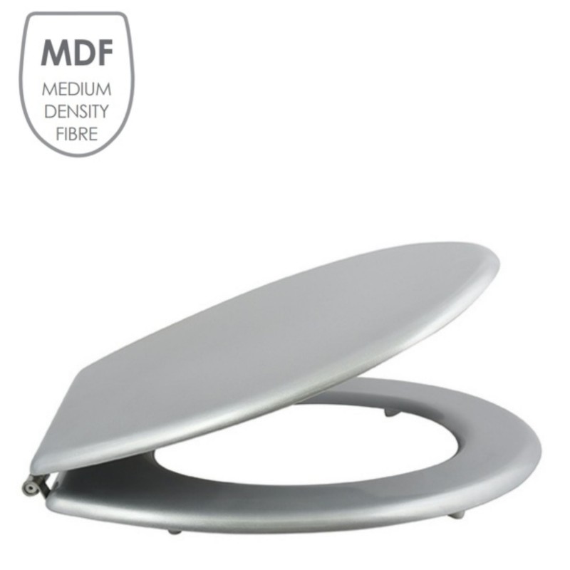 MSV Abattant WC MDF CLEO Argent - Charnières Inox