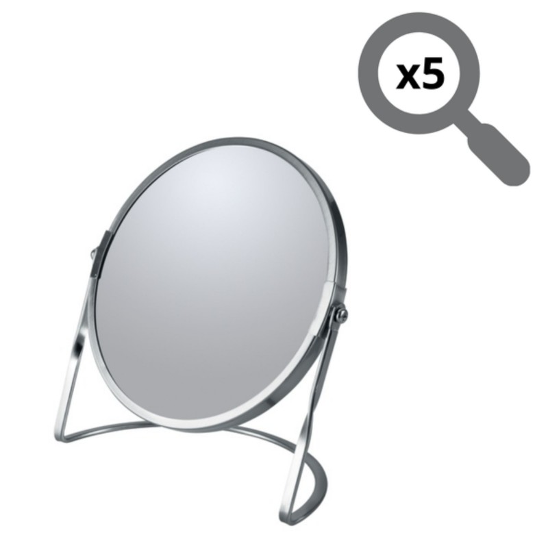 Miroir grossissant sur pied Acier AKIRA Brossé Spirella