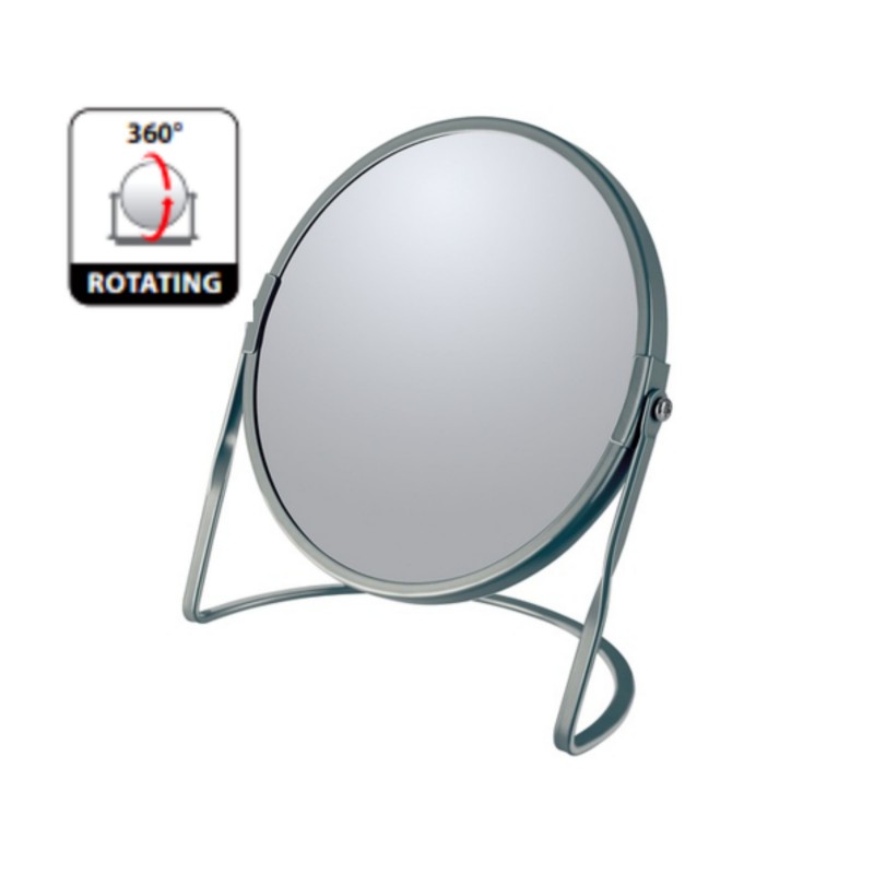 Magnifying mirror on stand Steel AKIRA Matt gray Spirella