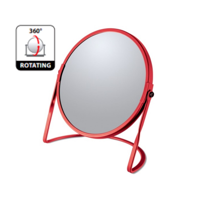 Miroir grossissant sur pied Acier AKIRA Rouge mat Spirella